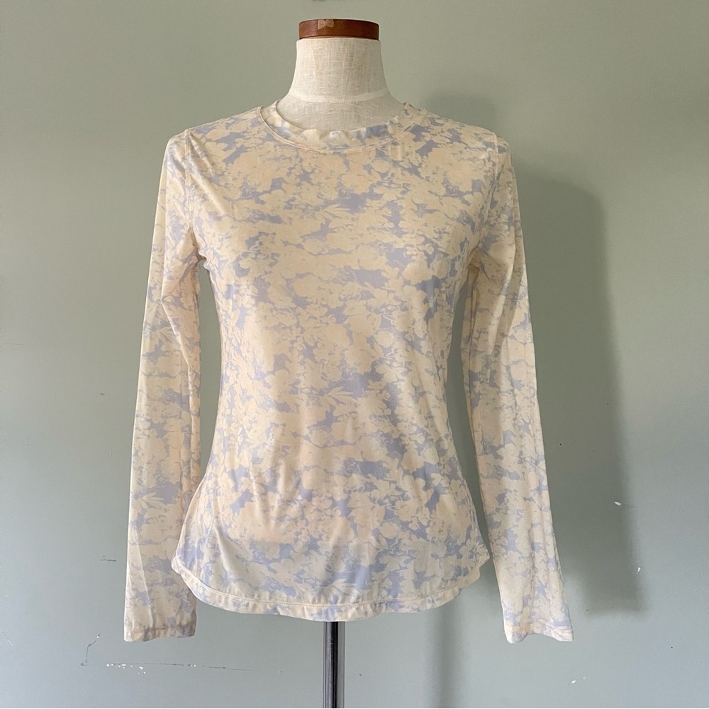 Free People Walk This Way printed sheer full sleeve top Large